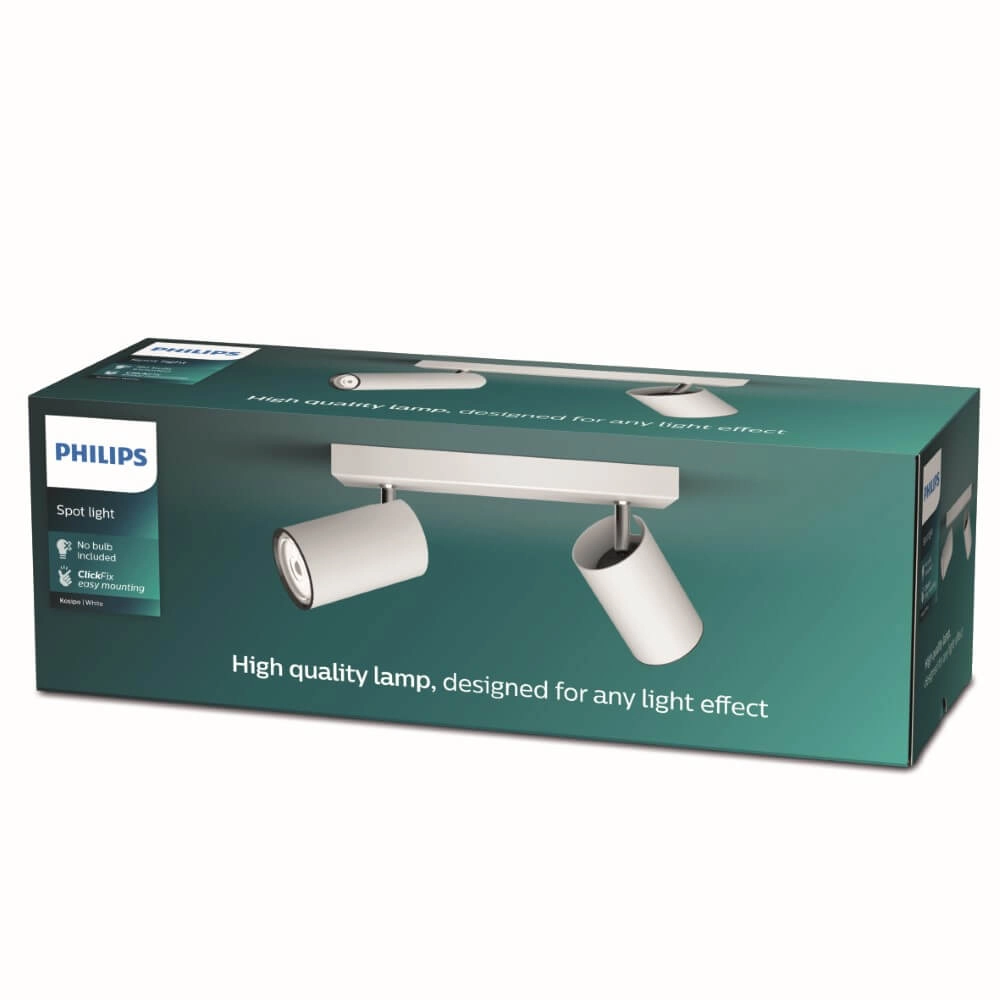 White ceiling spotlight Kosipo 2-light Philips 8719514435230