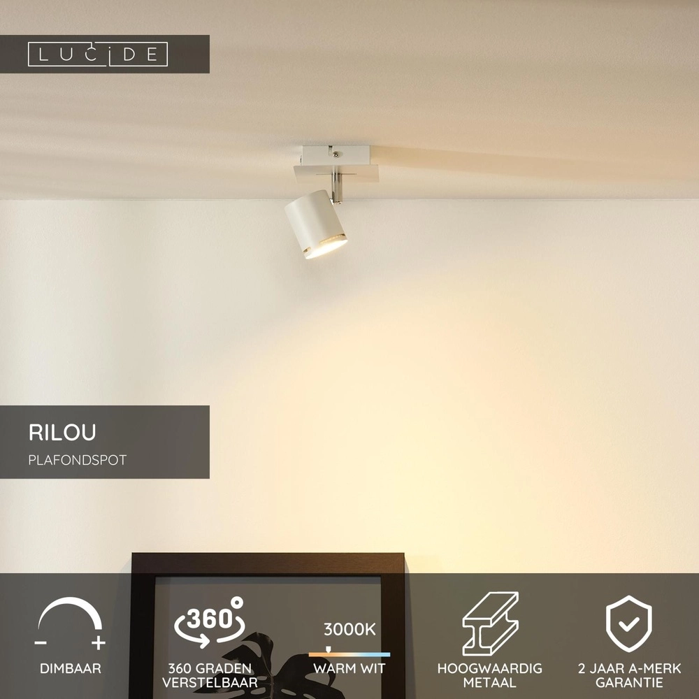 Ceiling spotlight Rilou dimmable white Lucide 5411212261960