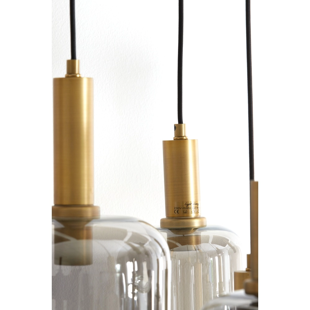 Vide pendant lamp Lekar 9x E27 - brass with smoke glass Light & Living 8717807604592