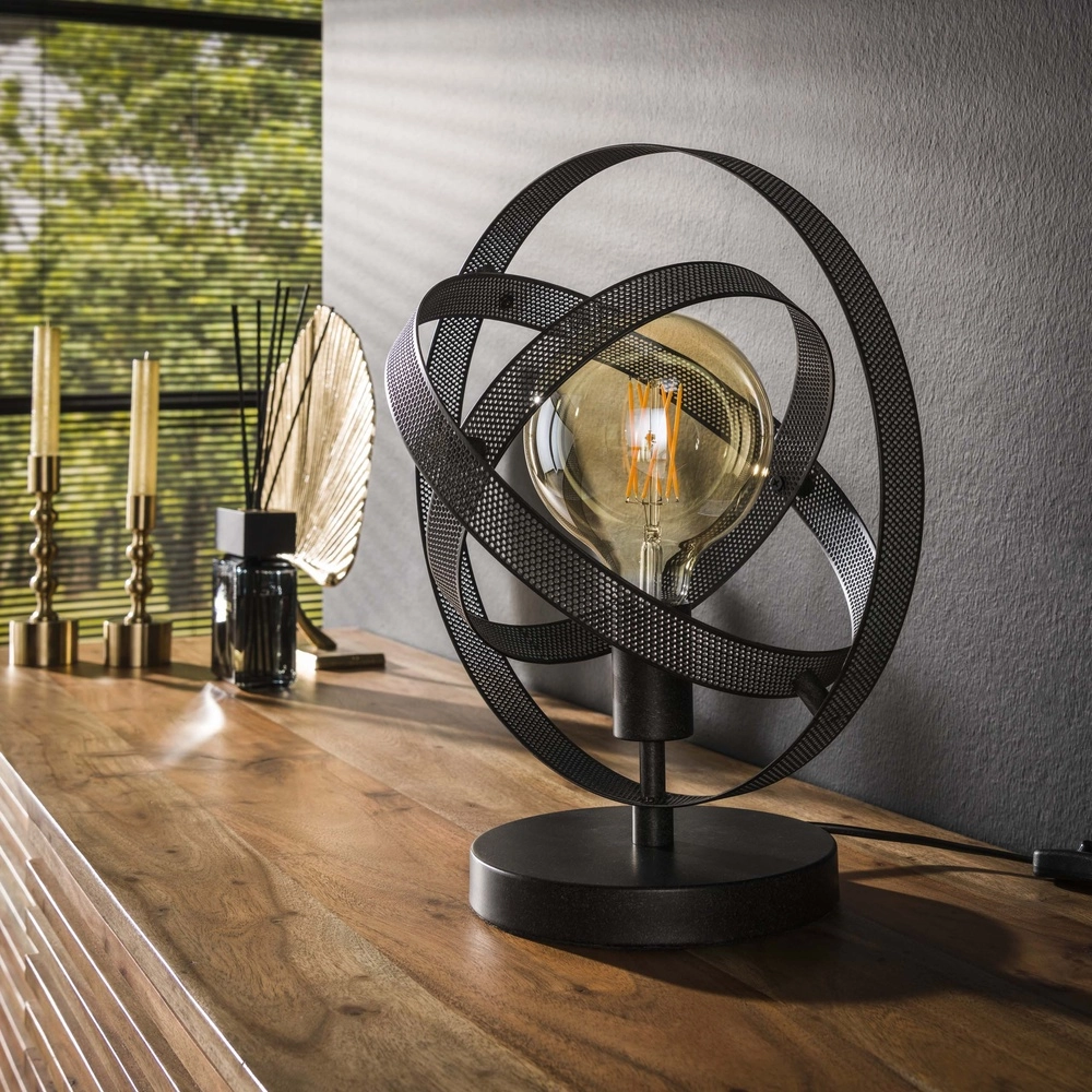 Black Sphere Table Lamp Cosmos Ø 28cm Lyora 8716803513396