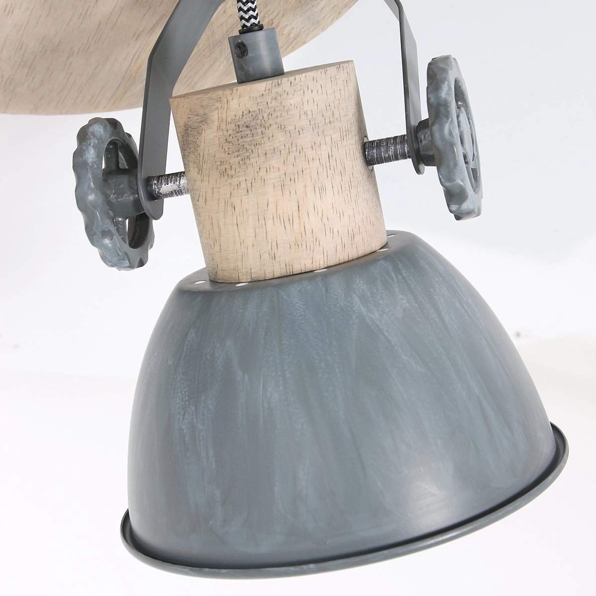 Industrial ceiling lamp Gearwood 3-light vintage gray with wood Steinhauer 8712746135404