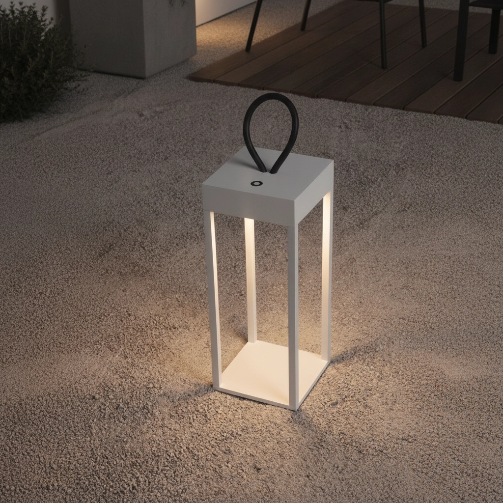 White table lamp Lucia Rechargeable