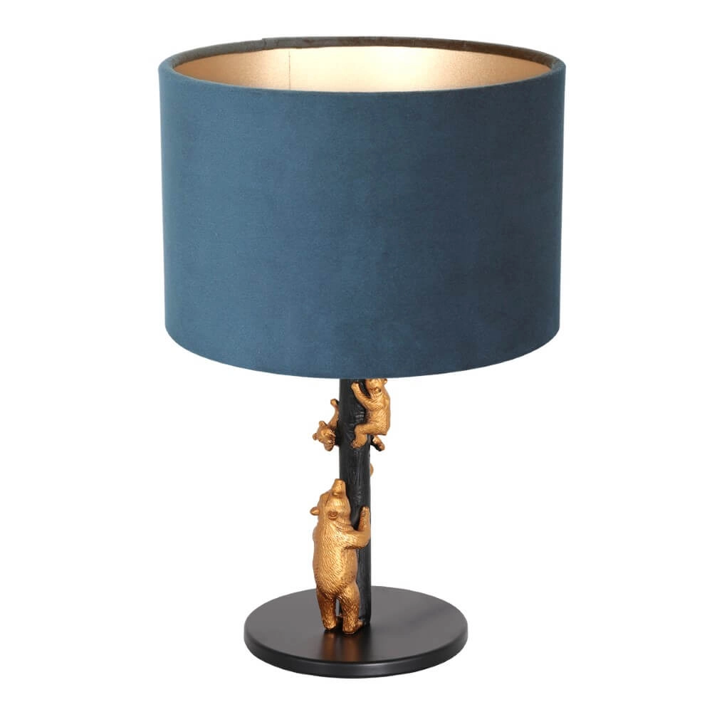 Designer table lamp Animaux with blue velvet
