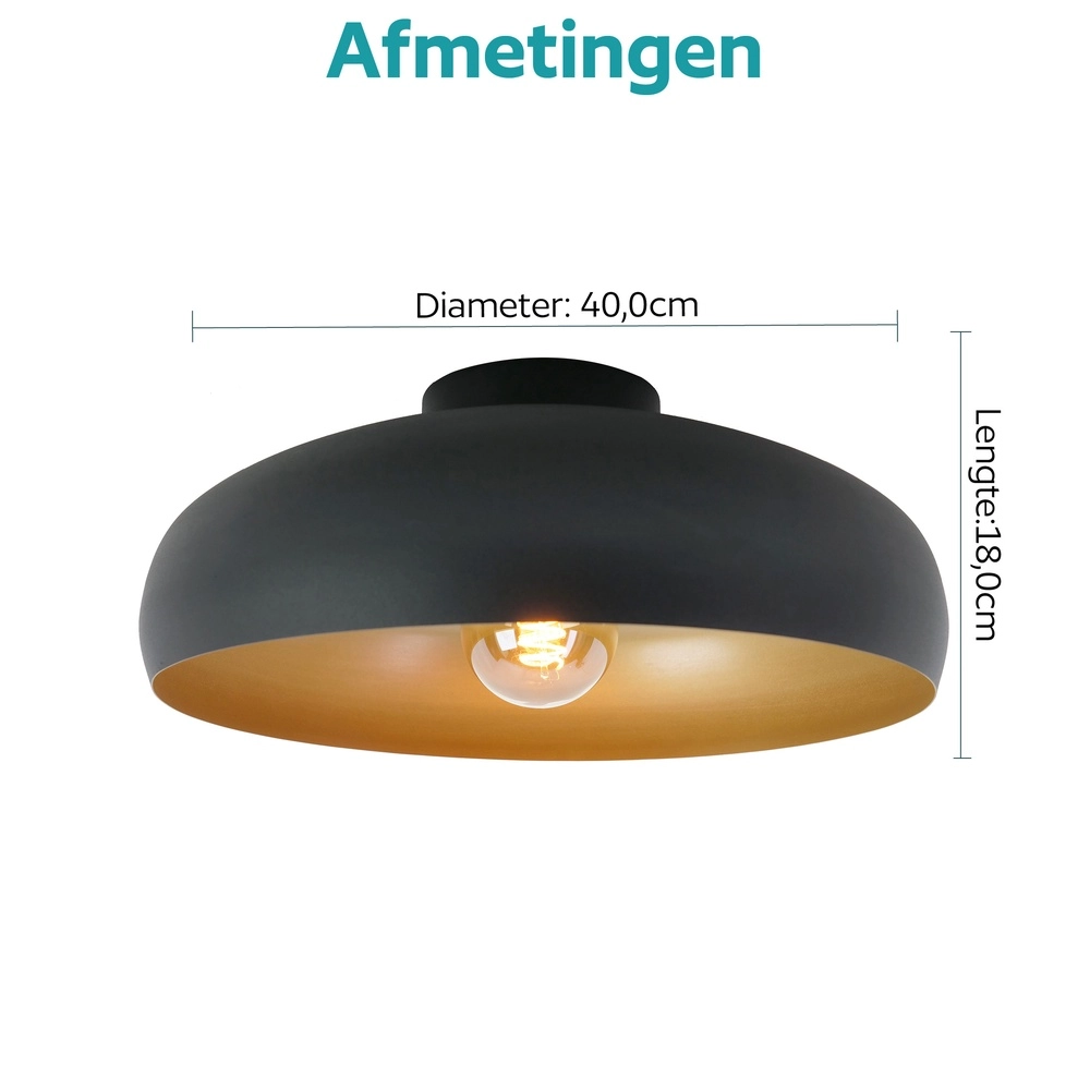 Black ceiling lamp Mogano Ø 40cm - 1x E27 Eglo 9002759318499