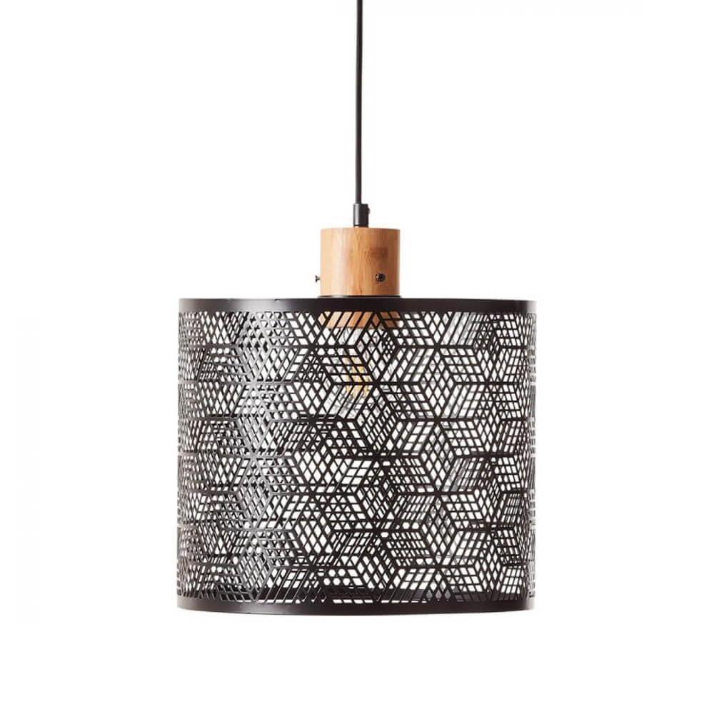 Hanging lamp Santy 29cm black with wood