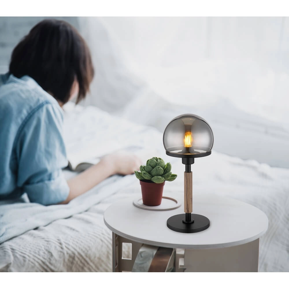 Table lamp Haku black with smoke glass Globo 9007371447695