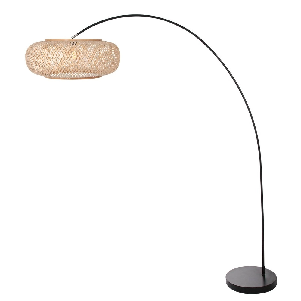 Arc lamp solva black with rattan shade Ø 60cm Steinhauer 8712746182590