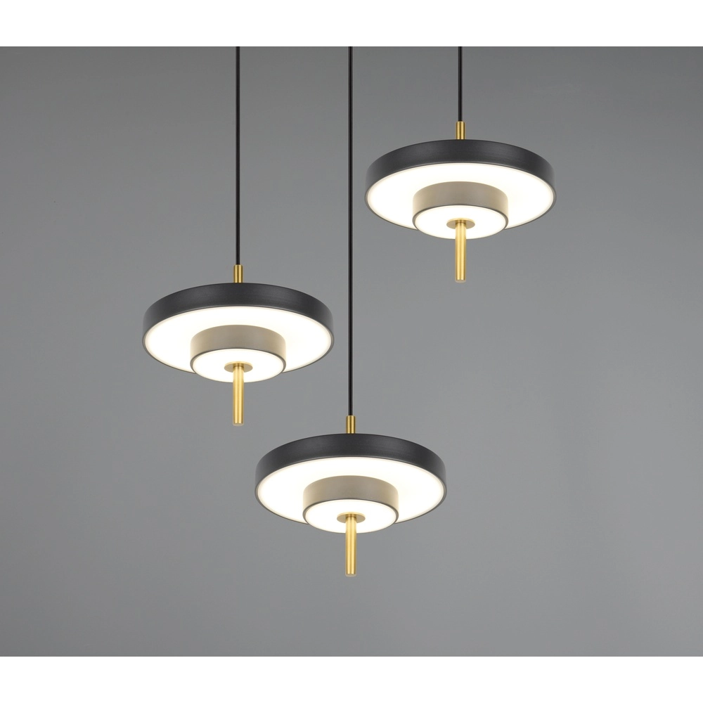 3-light pendant lamp Keaton Round black with gold Trio 4017807655247