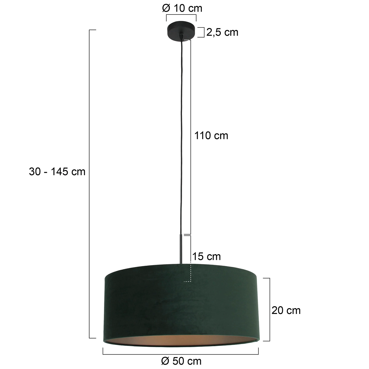 Hanging lamp Sparkled 50cm with green velvet shade Steinhauer 8712746146264