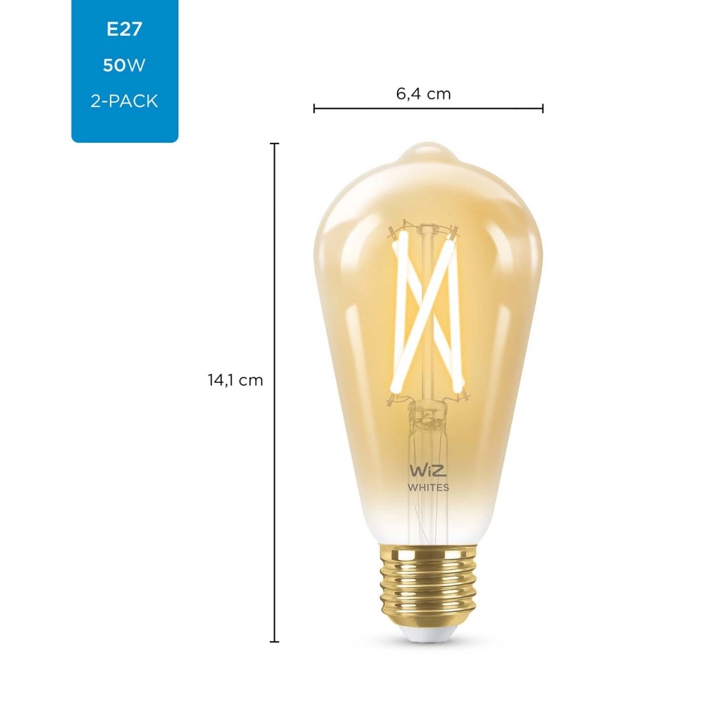 Set of goldline lamp bulbs WiZ - 2x 6,7W - E27 - Led Philips 8719514551077