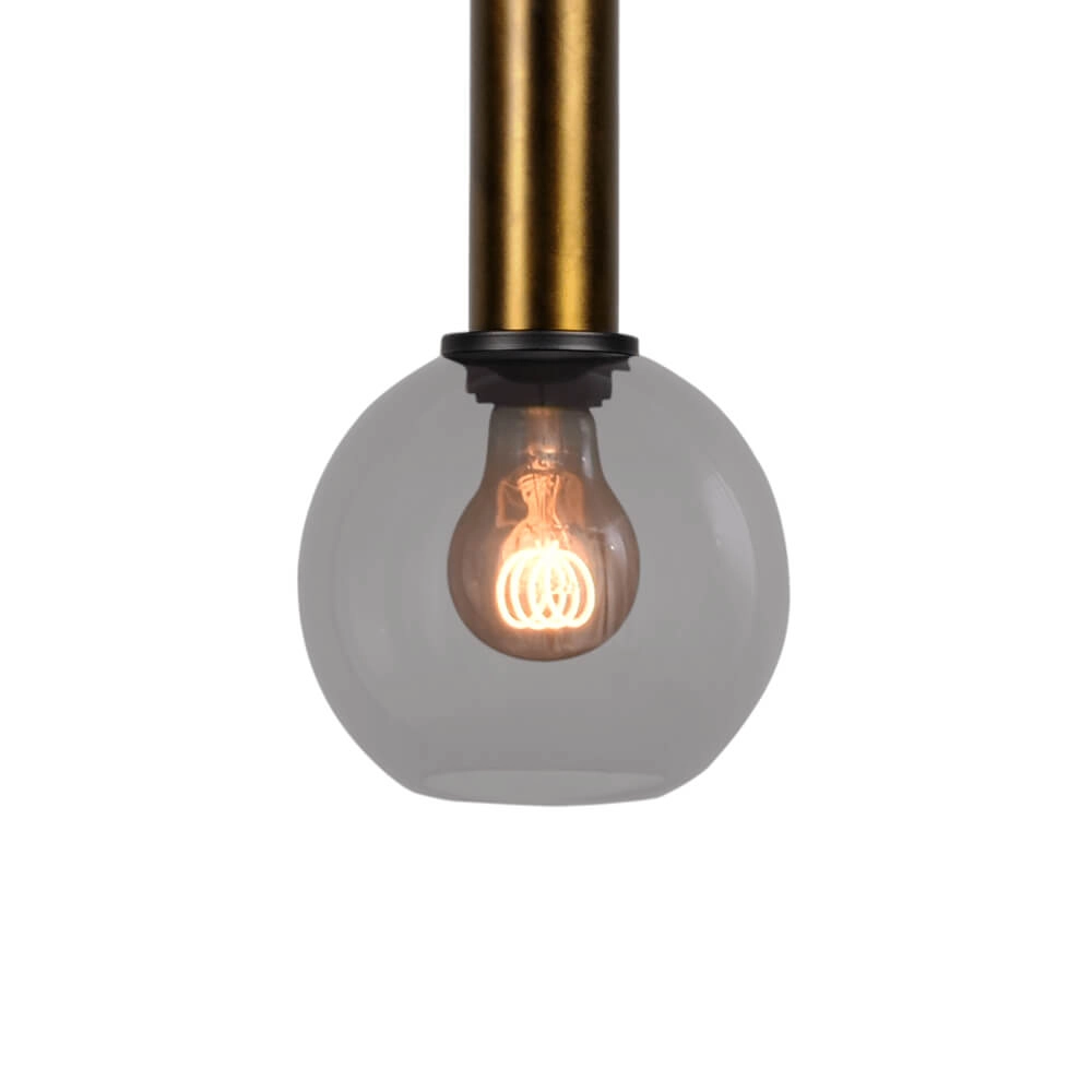 Hanging lamp Ø 15cm Bella 2 Antique brass with smoke glass Masterlight 8718121334073