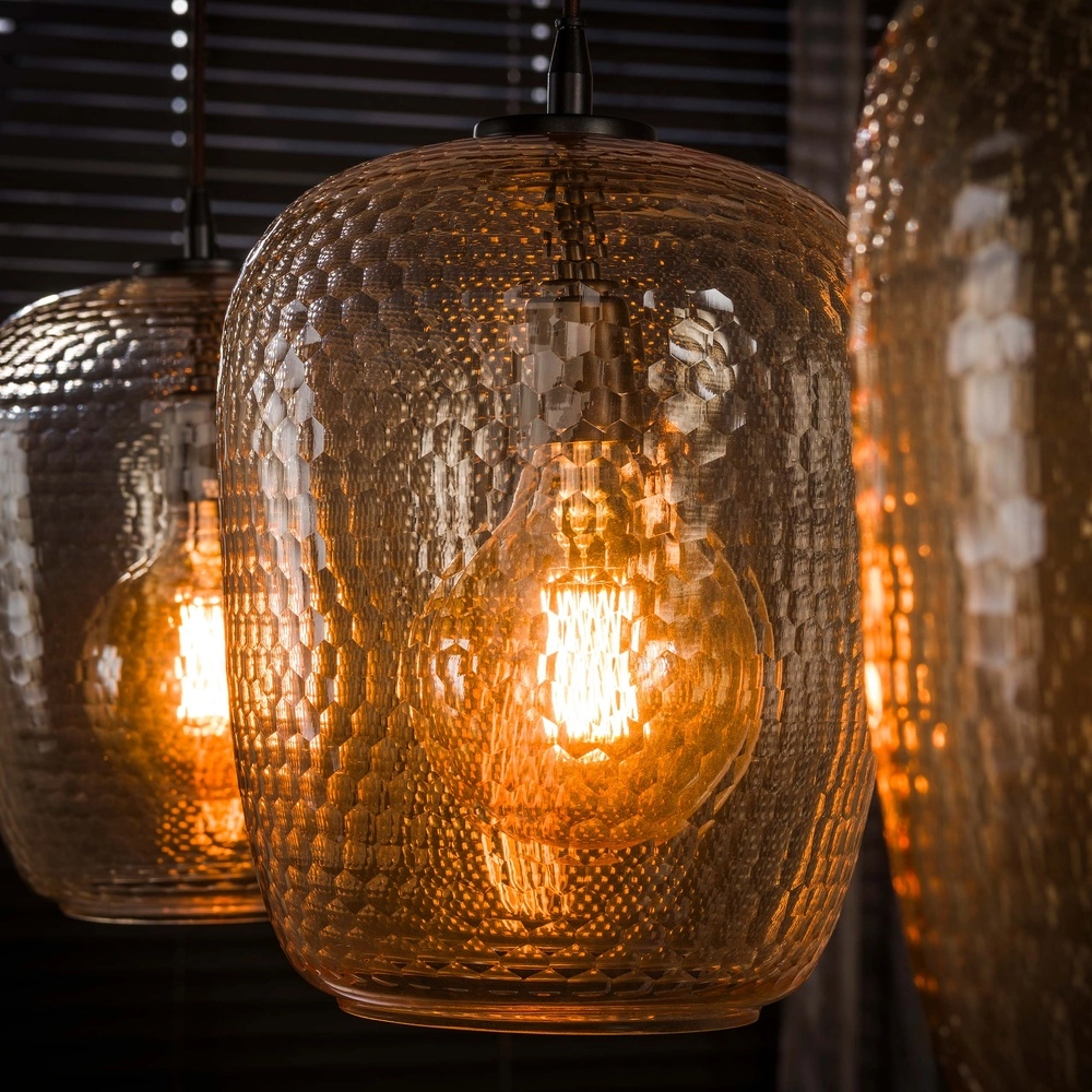 3-lichts hanglamp Python amber glas Lyora 8716803514997