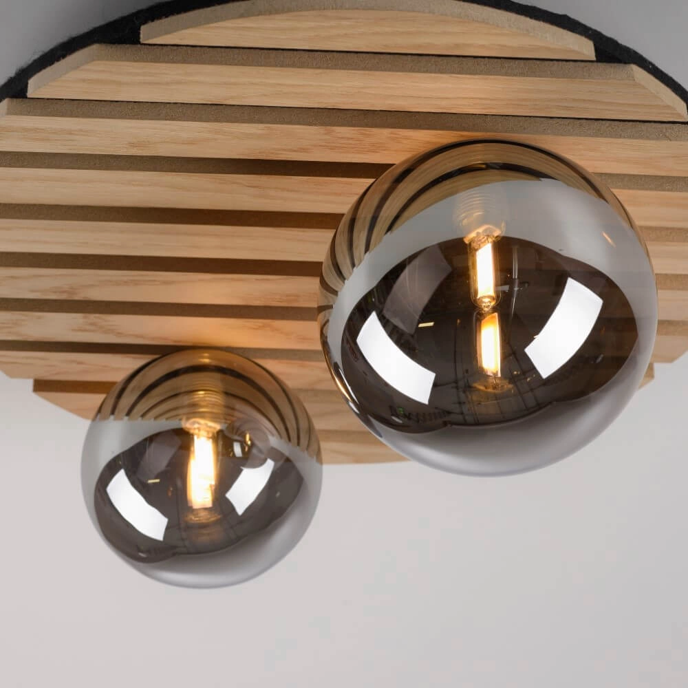 Wooden ceiling lamp Green Stika round Just Light 4043689004231
