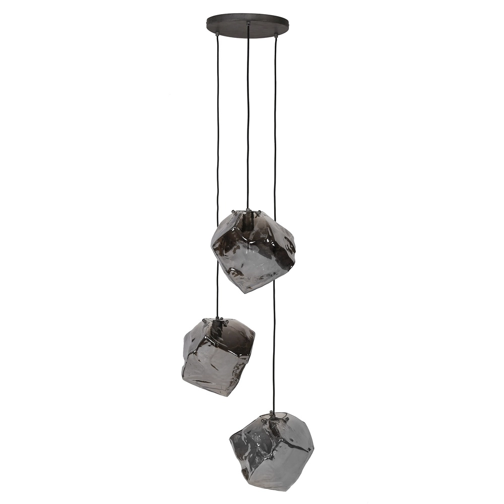 Modern pendant lamp Rock 3-light - chrome glass Lyora 8716803511408