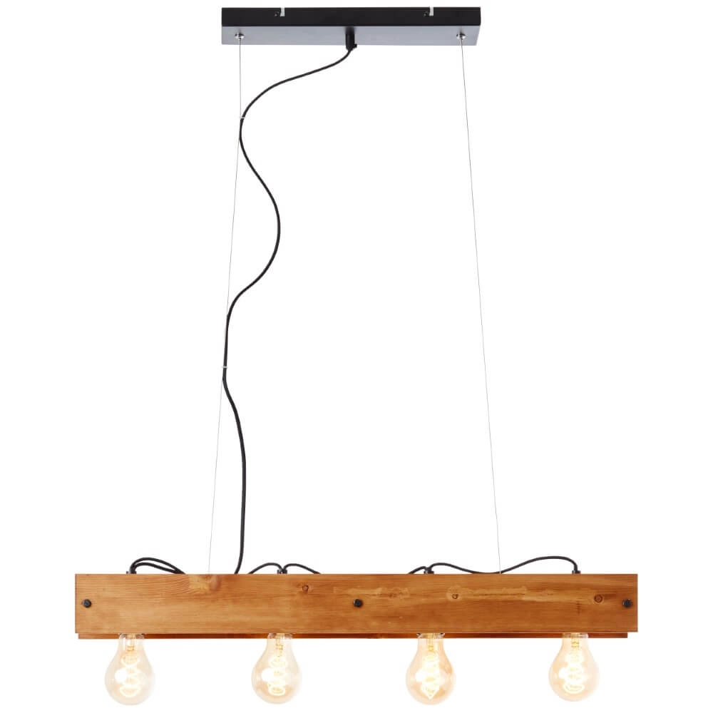 Hanging lamp Calandra 4-light black with wood brown
