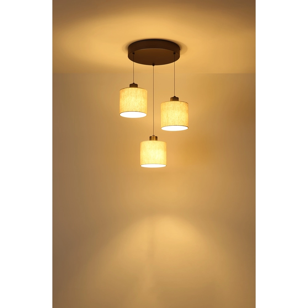 Gunmetal pendant lamp Thea 3-light round Globo 9007371586042