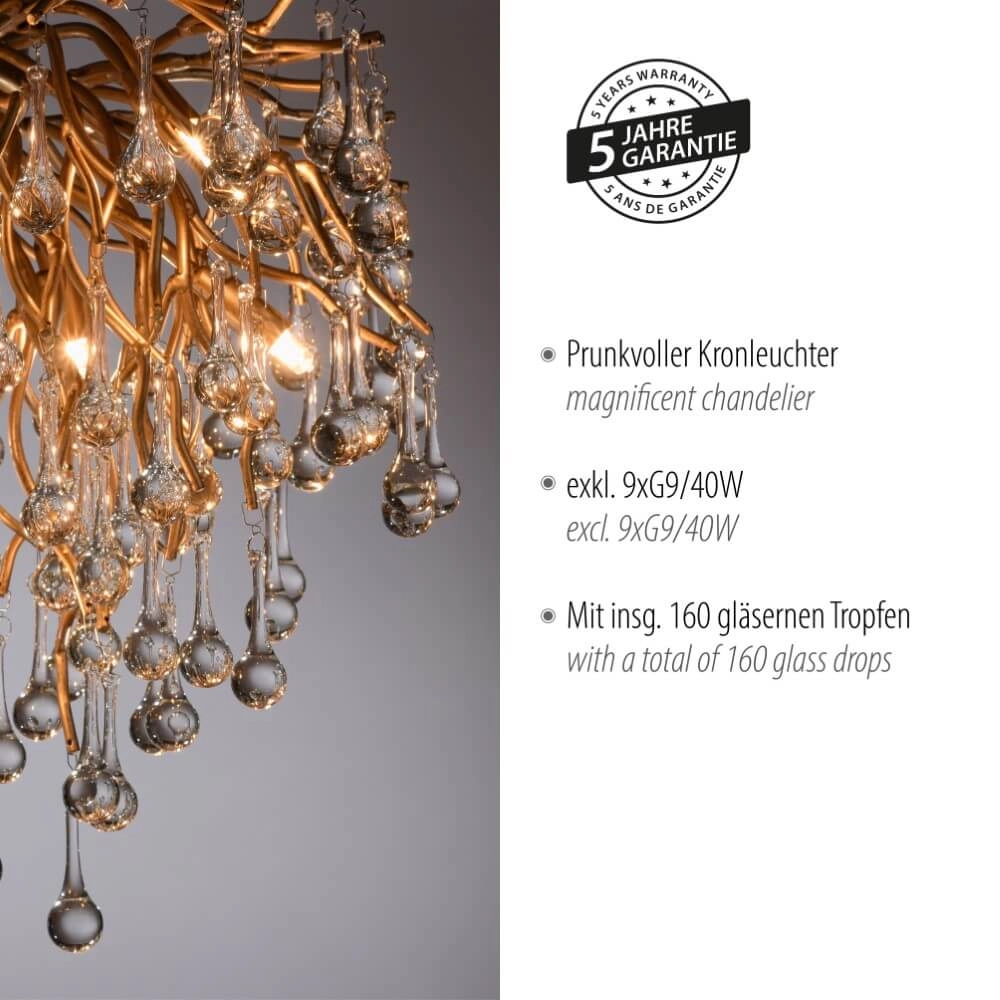 Chandelier Icicle brass 50cm Paul Neuhaus 4012248352083