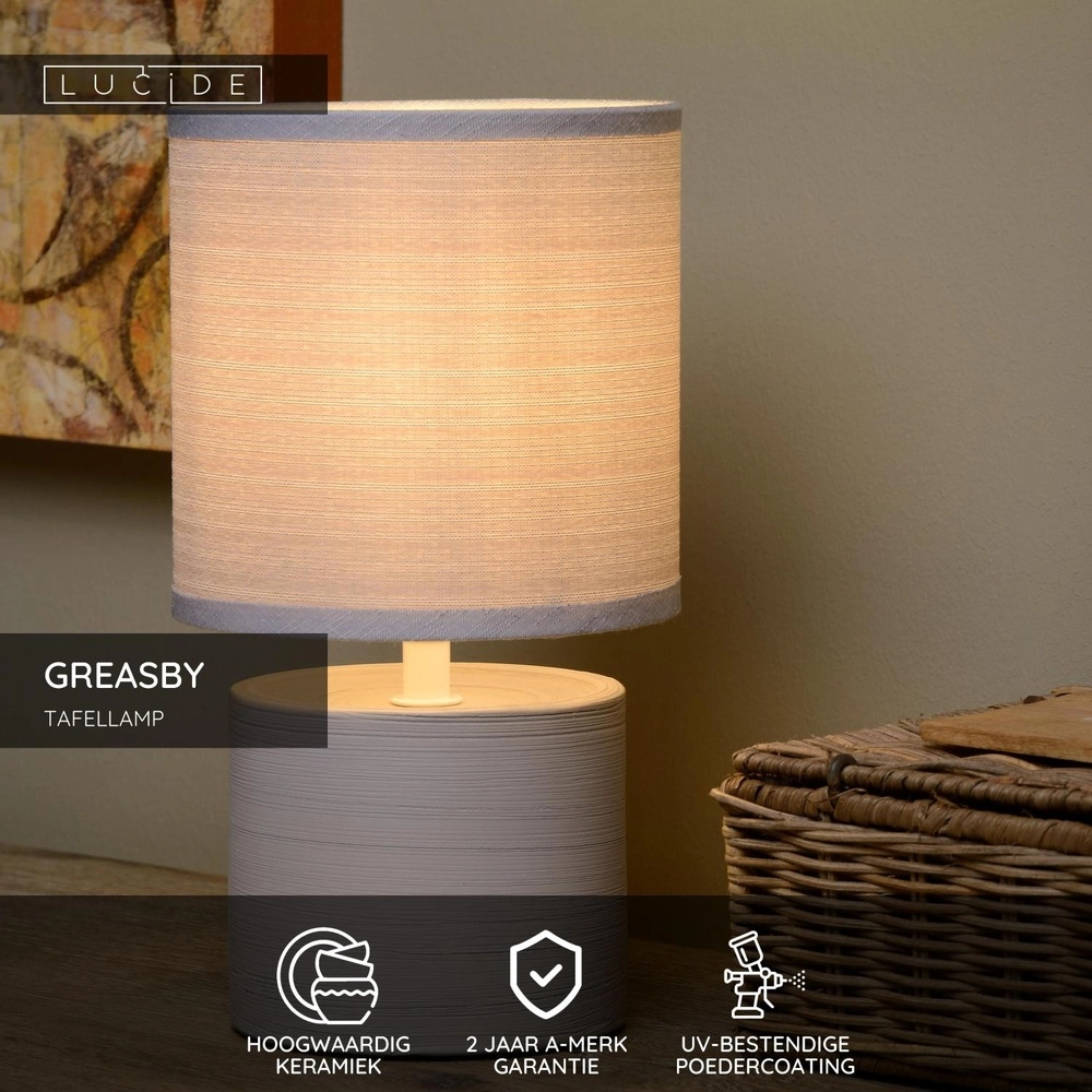 Grey table lamp Greasby Ø 14cm Lucide 5411212470102
