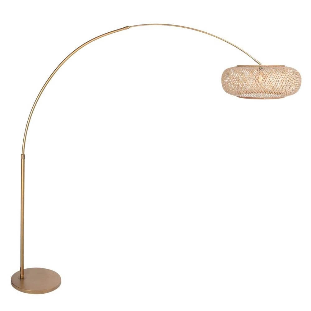 Arc lamp Sparkled Light bronze with bamboo shade Ø 45cm