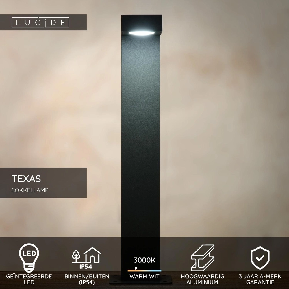 Pedestal lamp Texas 40cm anthracite Lucide 5411212280466