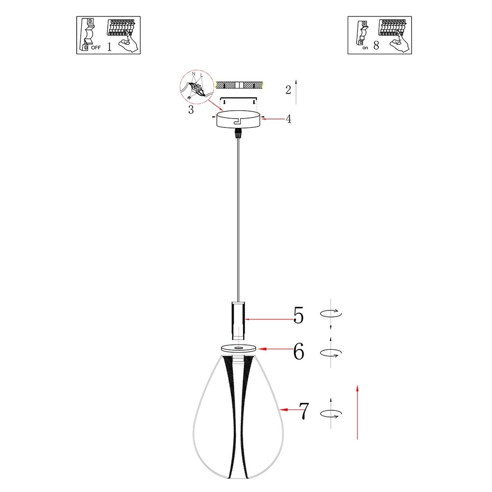Pendant lamp Glimsy 1-light black Ø 22cm Steinhauer 8712746177978