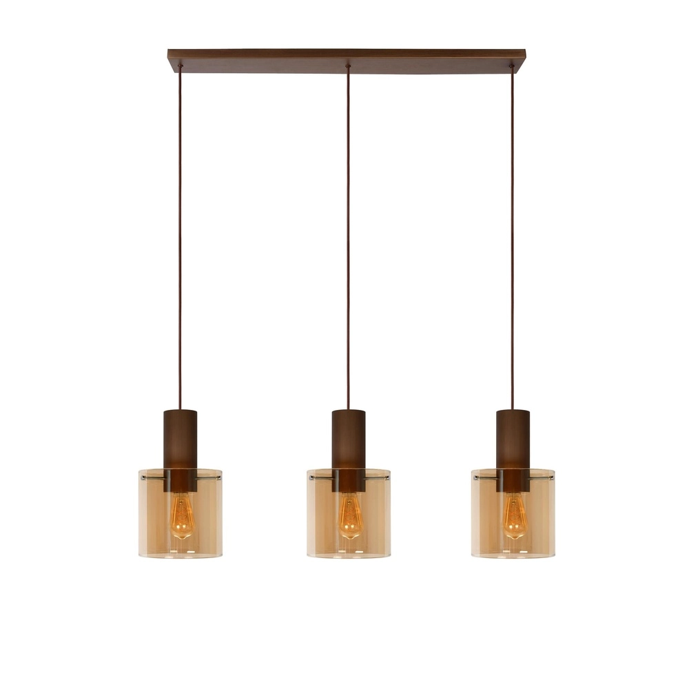 Pendant lamp Toledo 3-light amber glass