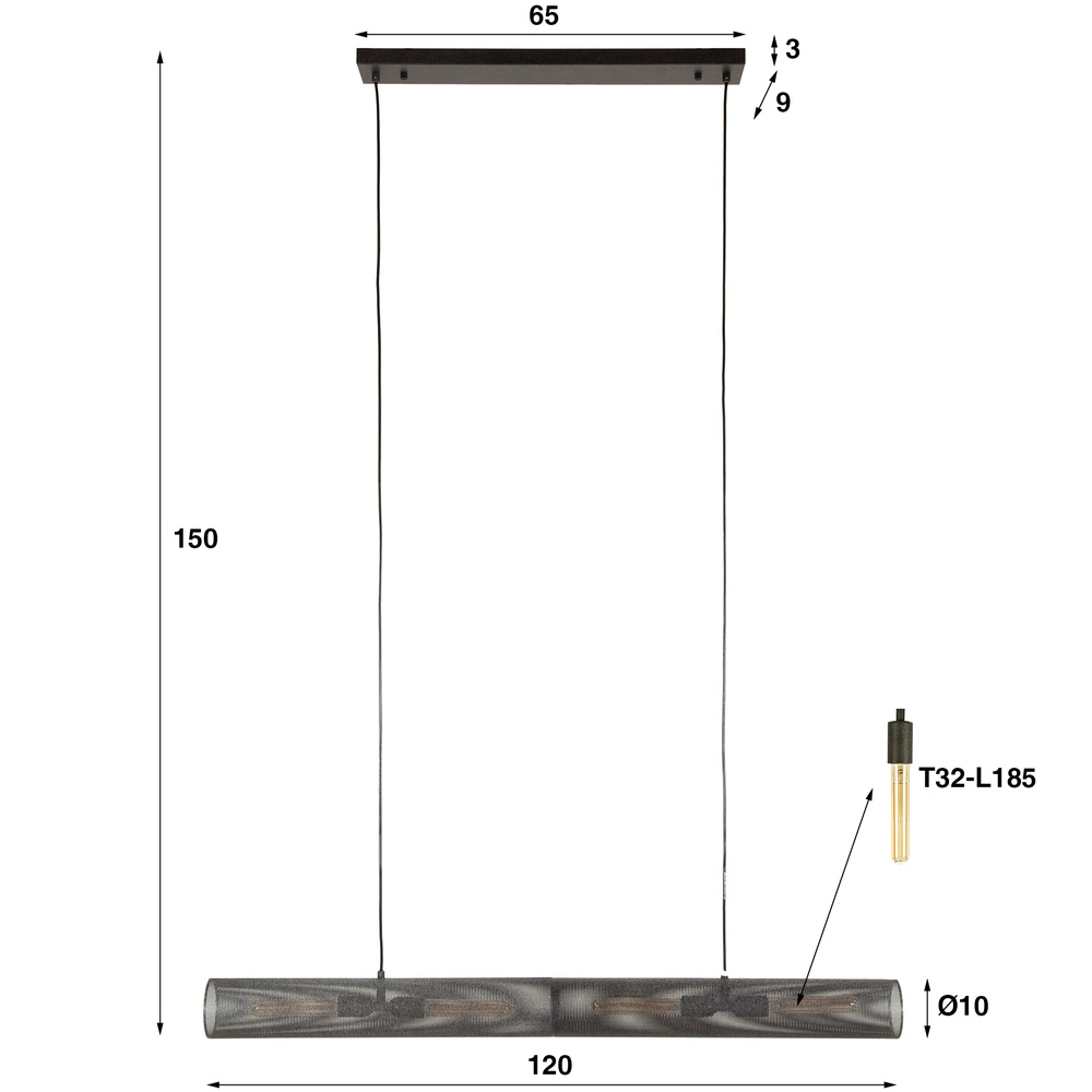Tube pendant lamp Tube 4-light - artic black Lyora 8716803511552
