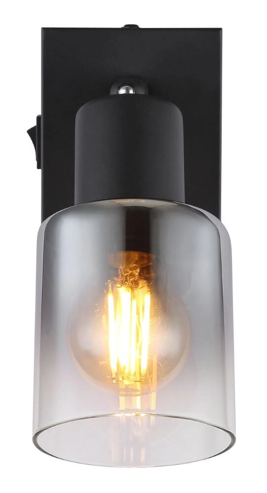 Black wall lamp Hubertus with switch Globo 9007371446018