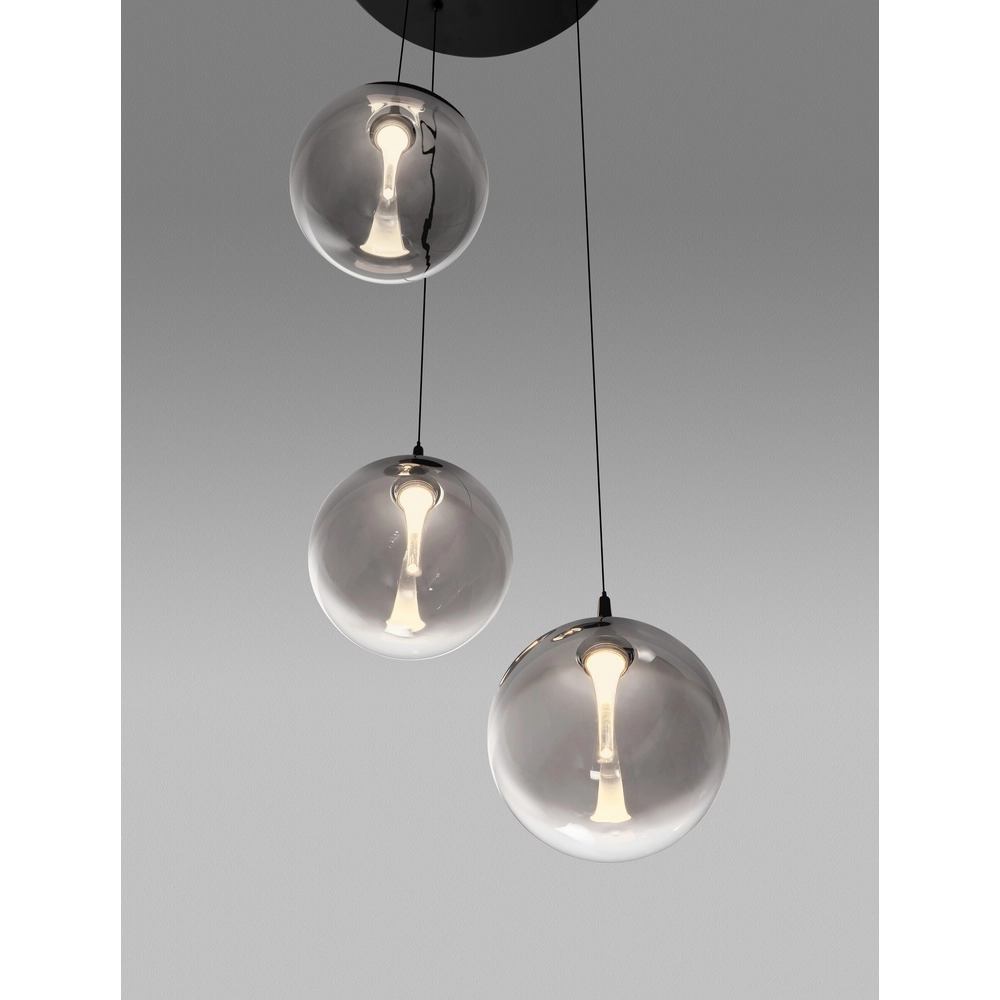 Pendant lamp Orenda 3-light smoke glass