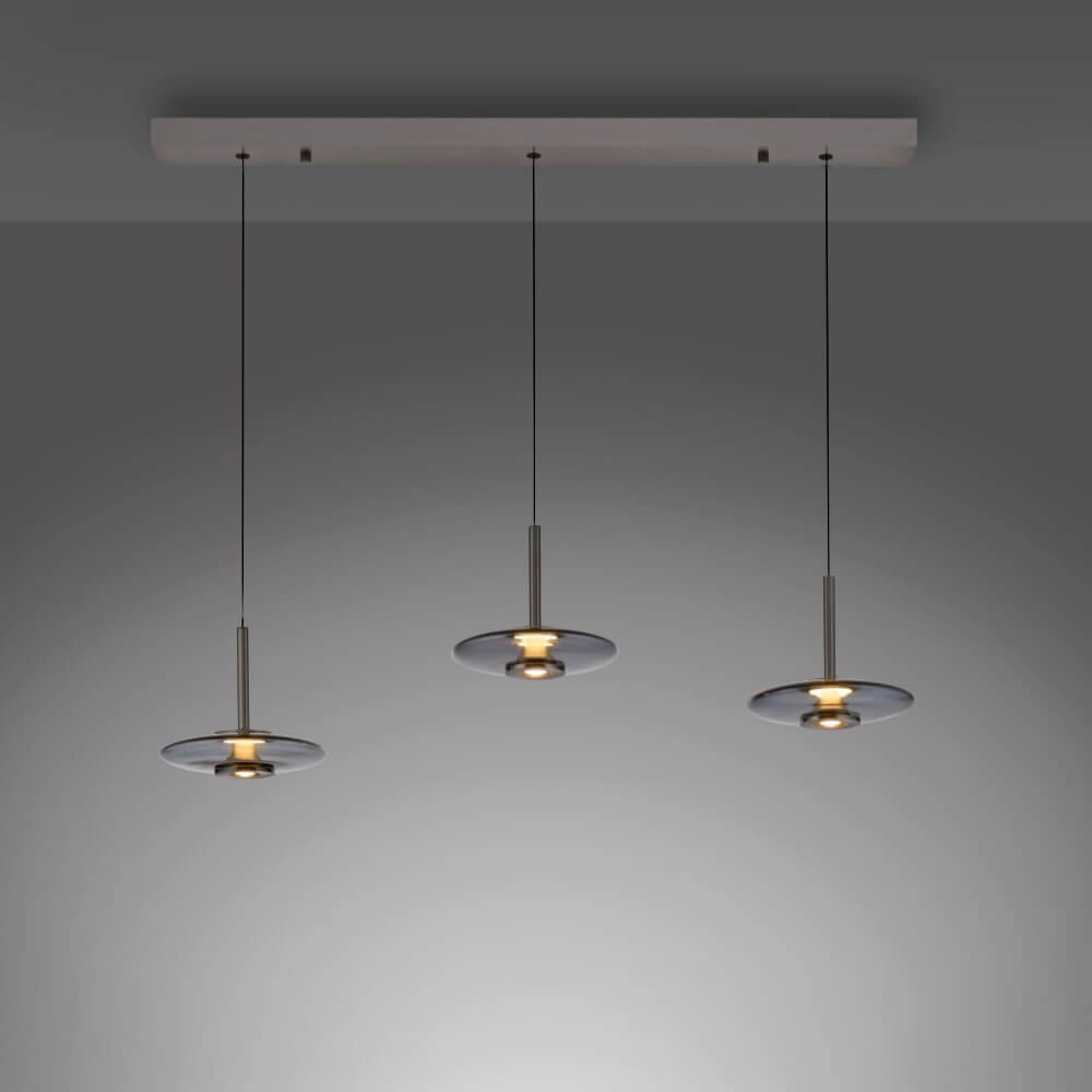 Hanging lamp 3-light Pure Vitrum design gray Paul Neuhaus 4012248382646