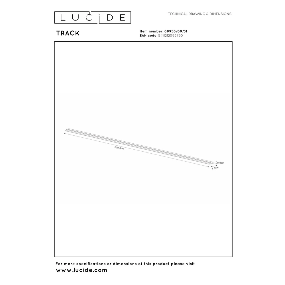 Rail cover Track 2 meters white Lucide 5411212093790