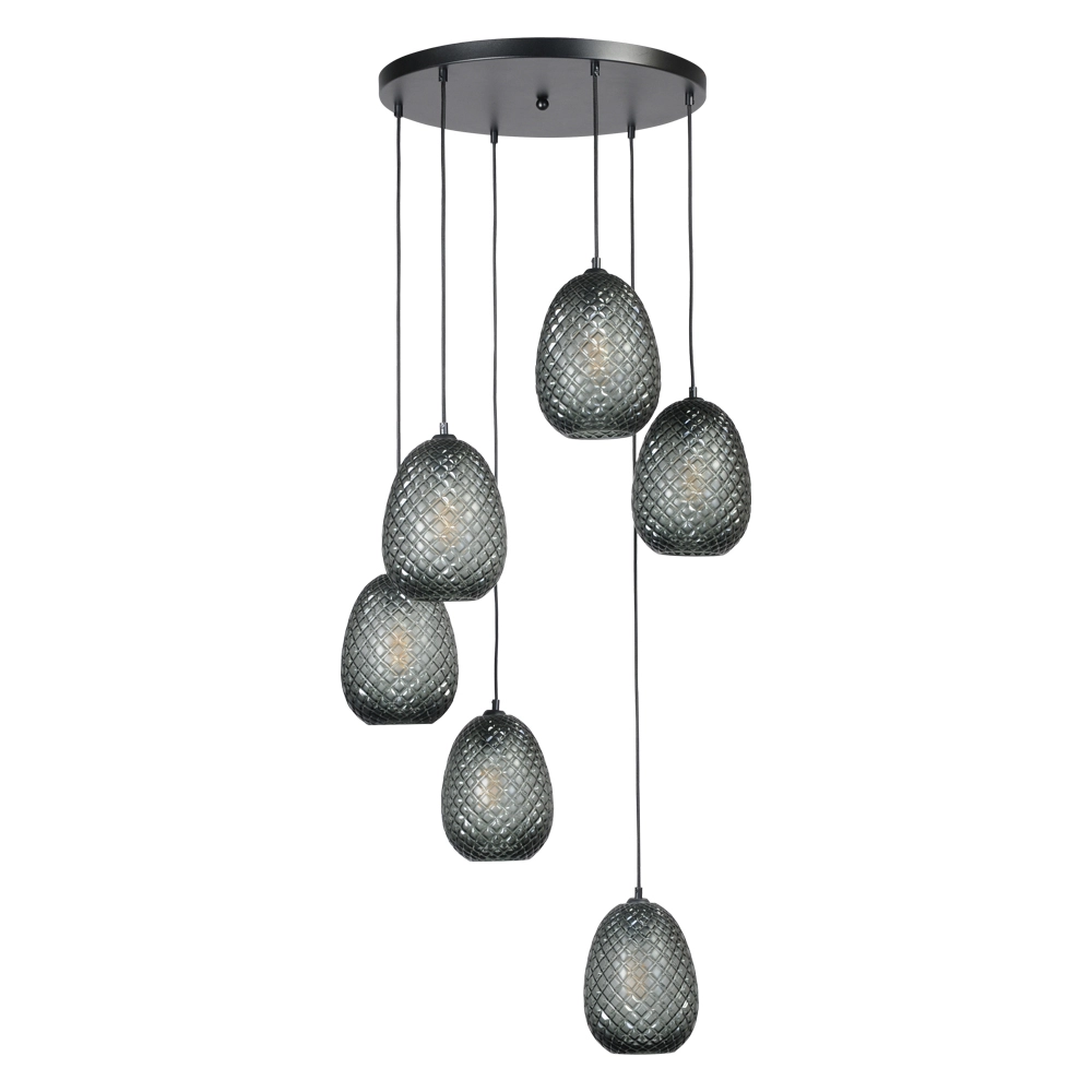 Black hanging lamp Pineapple 6-light with smoked glass Masterlight 8718121209920