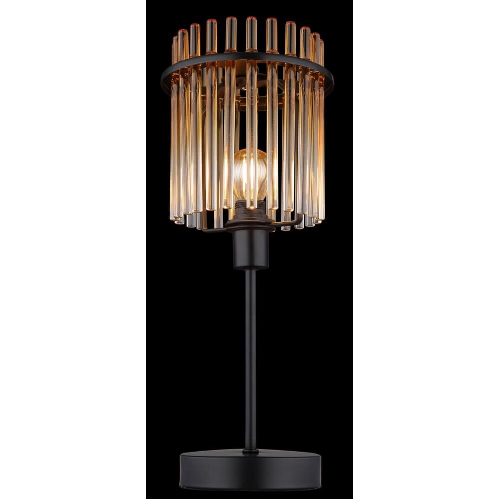Black table lamp Gorley with amber glass Ø 15cm Globo 9007371474981
