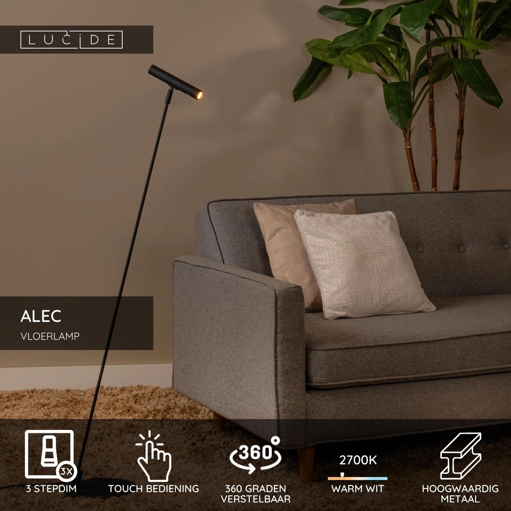 Floor lamp Alec Design black Lucide 5411212031976
