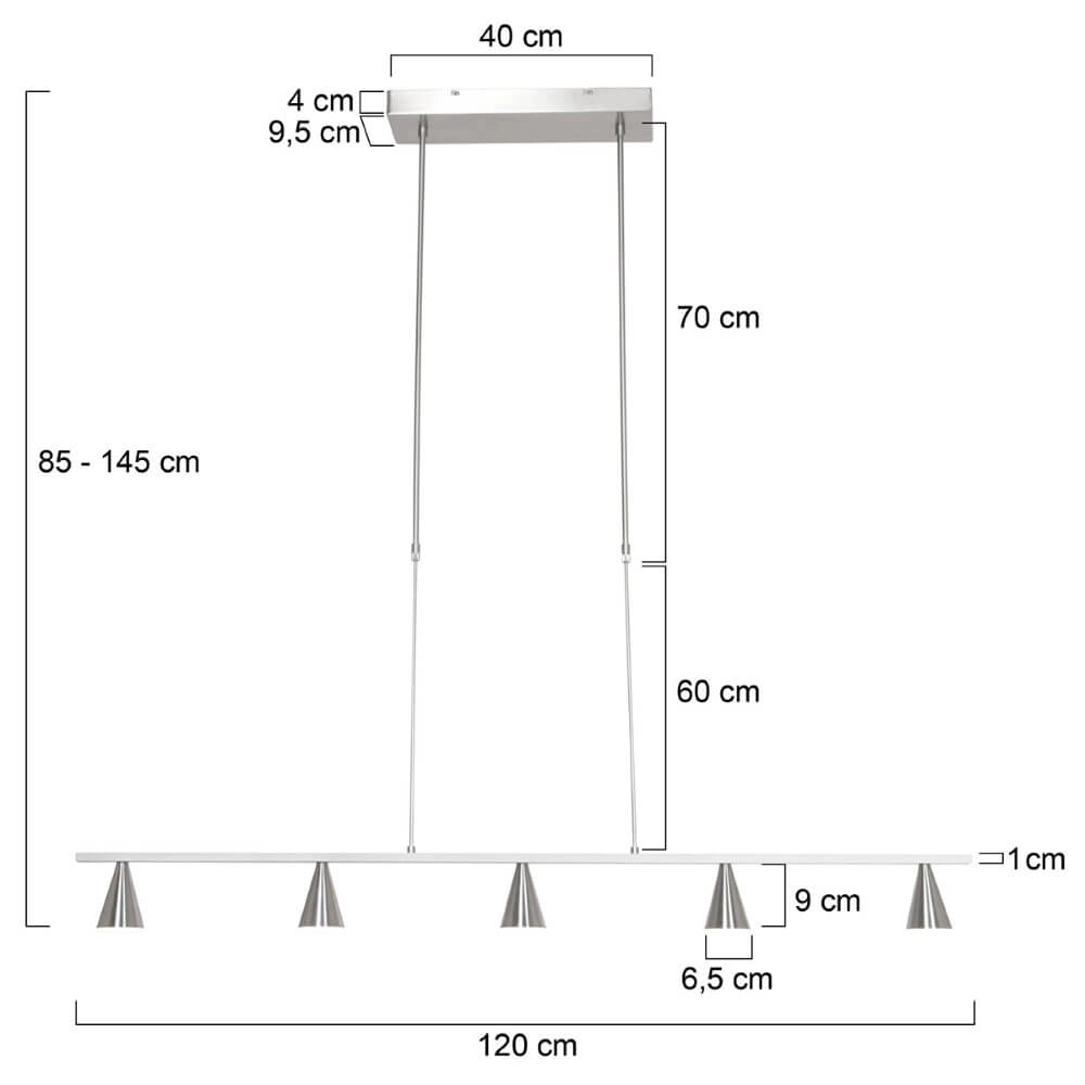 Design pendant lamp Vortex 120cm - Stainless steel Steinhauer 8712746135459
