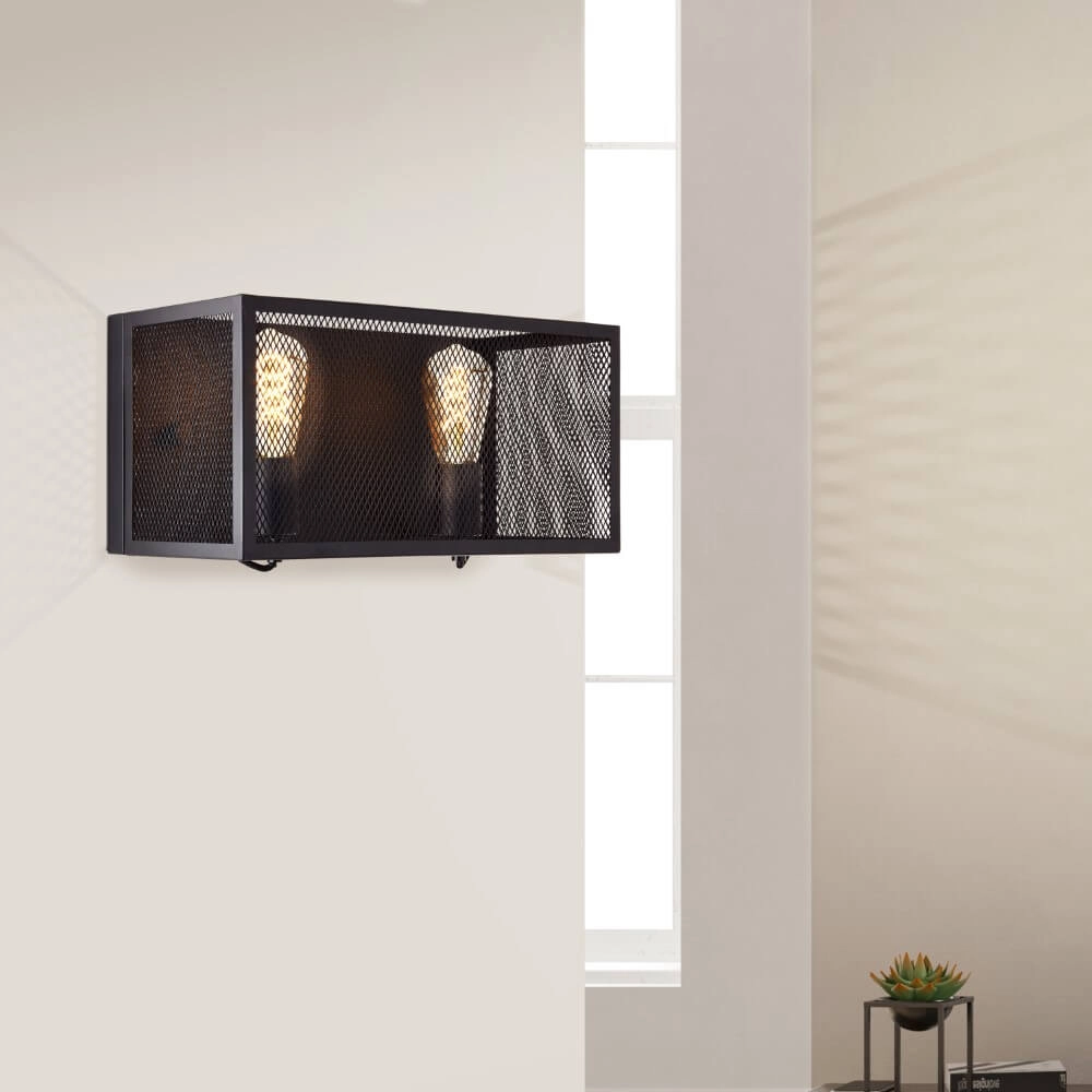 Square wall lamp Maze 2x E27 black Brilliant 4004353409509
