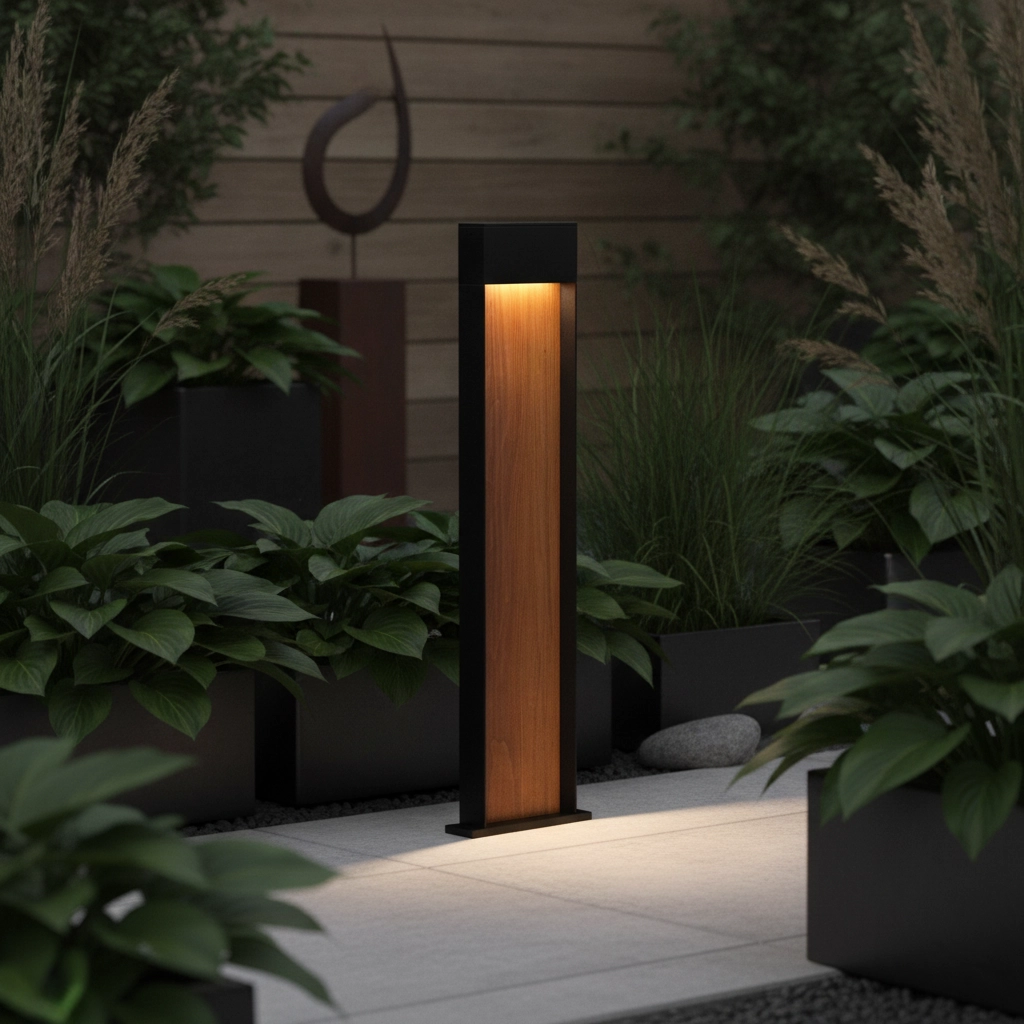 Design garden lamp Noray black with wood 78cm - 3000K