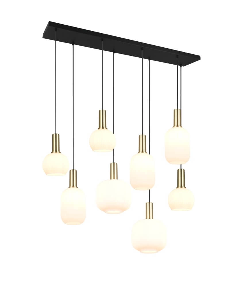 Dining room pendant lamp Diva 8-light - white glass Trio 4017807614527