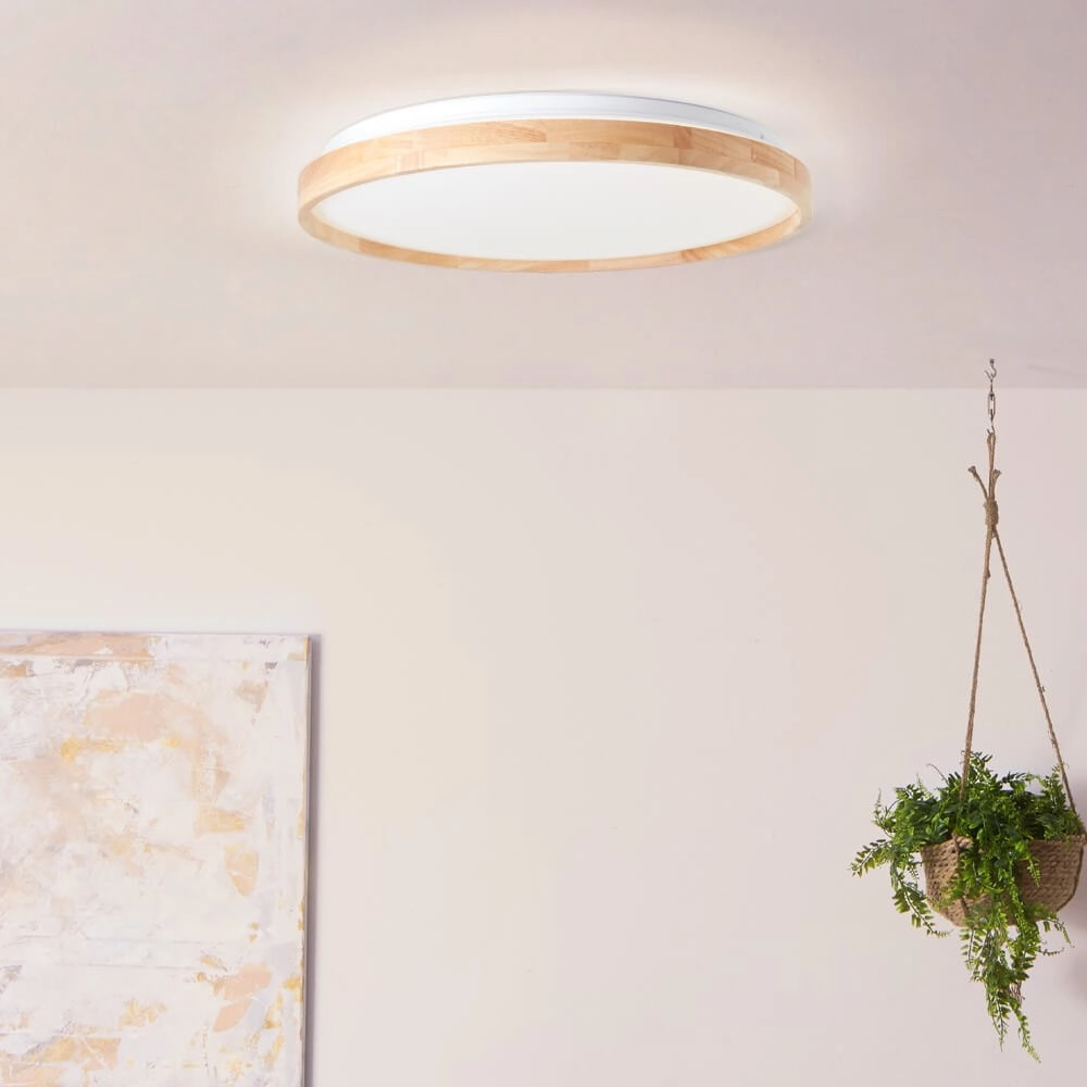 Ceiling lamp Alson Ø 49.5cm white with wood Brilliant 4004353411274