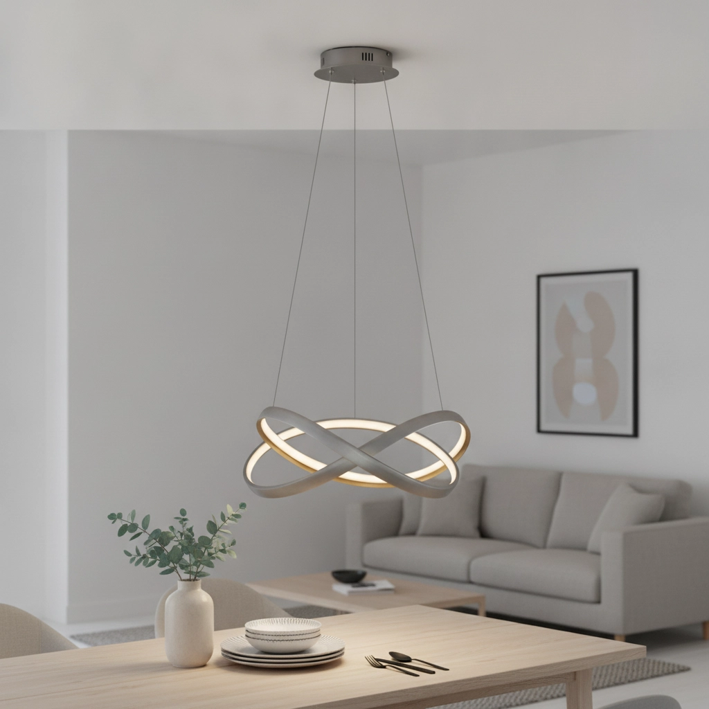 Design pendant lamp Odrey silver-gray with gold