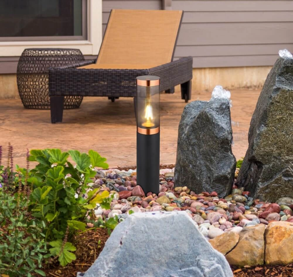Black with red copper patio lamp Boston Globo 9007371430925