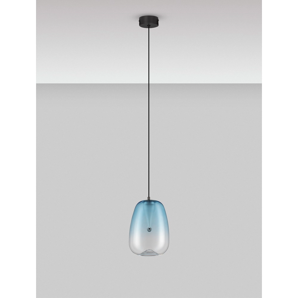 Design pendant lamp Oblo 1-light blue glass Lyora 5212017474117