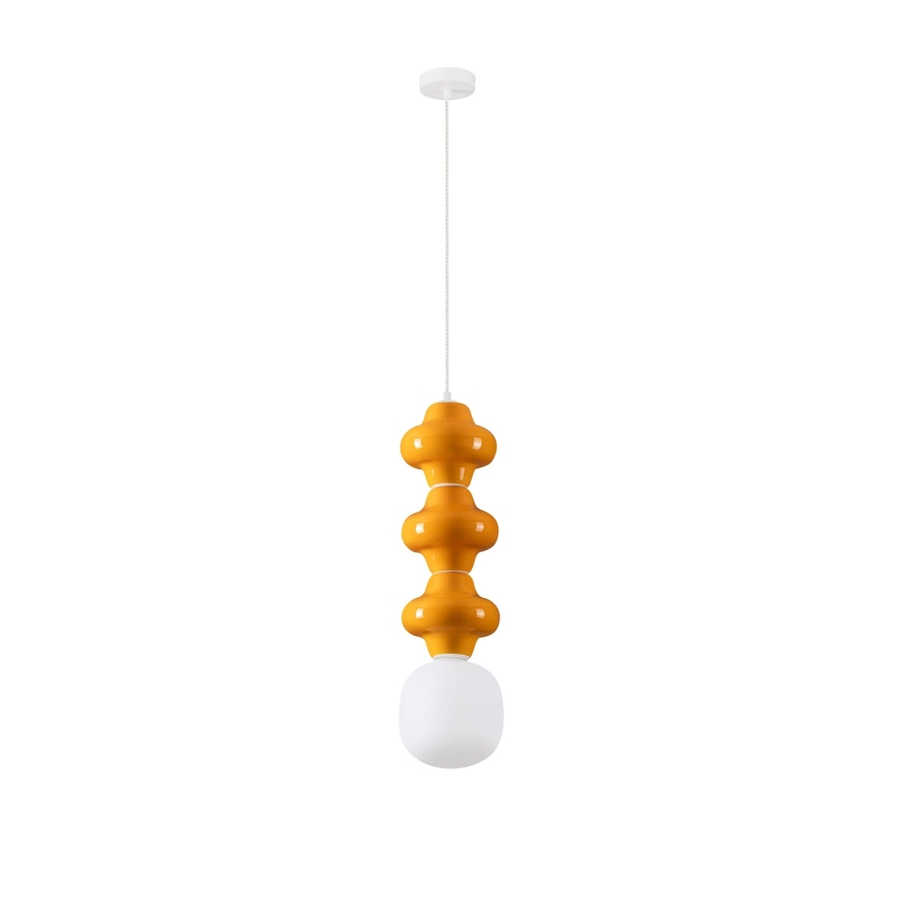 Pendant lamp Clio L orange ceramic with white glass Lyora 5212017461322