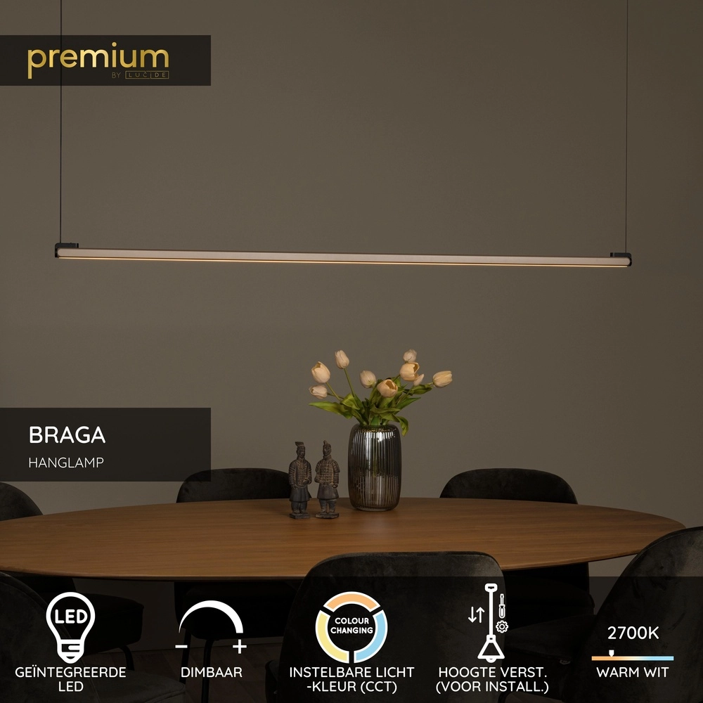 Sleek LED pendant light Braga 150cm - champagne Premium by Lucide 5411212234445