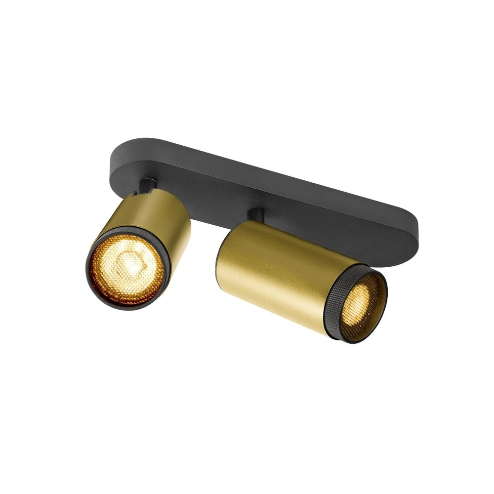 Surface-mounted spot Grip! L 2-light gold with black ring