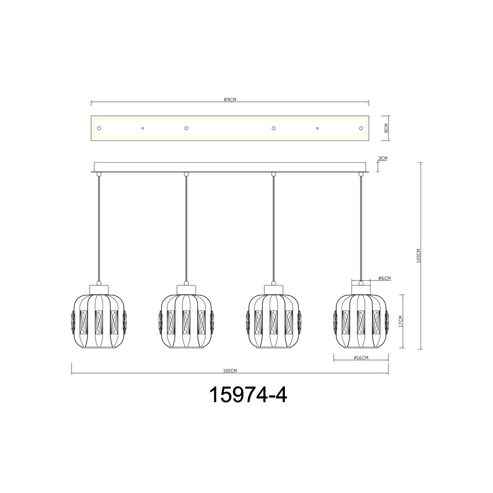 Dining room pendant lamp Arlen 4-light sand brown Globo 9007371580569