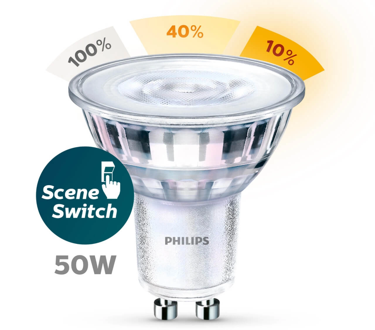 3-step dimmable spotlight GU10 - 4,8W - 345 lumen Philips 8719514307780