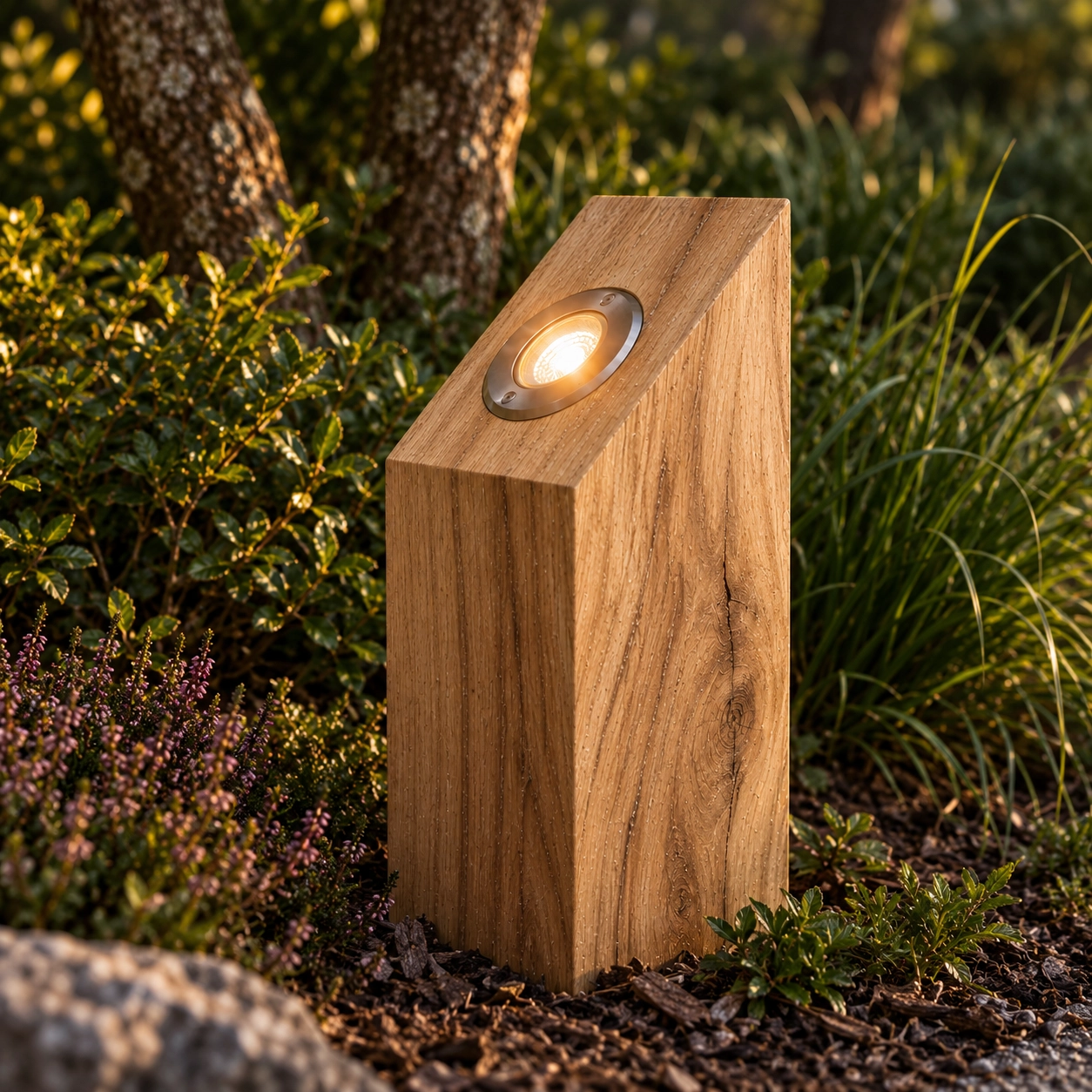 Wooden uplighter Sotto Rustic chestnut - 40cm - 2700K