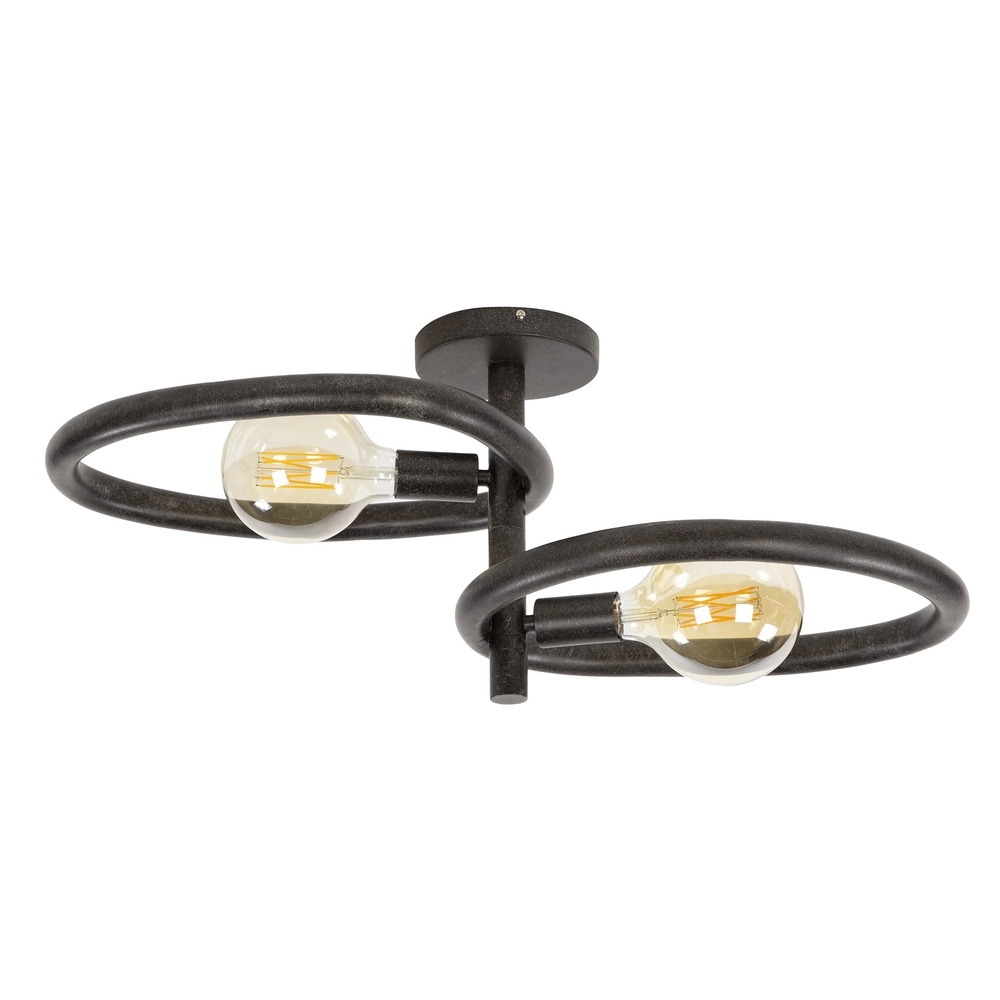 Country ceiling lamp Pebble artic black - 2x E27 Lyora 8716803510999