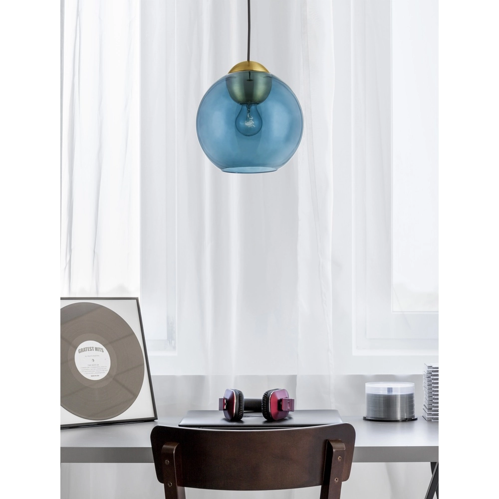 Design pendant lamp Midori blue glass